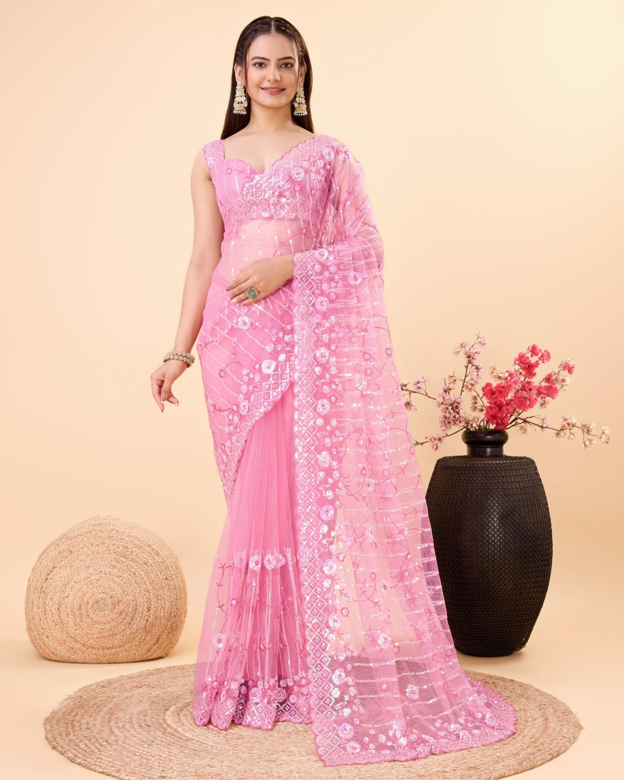 Beutiful Saree with Soft Net Fabric