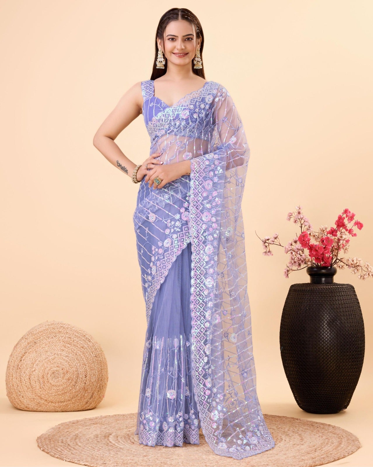 Beutiful Saree with Soft Net Fabric