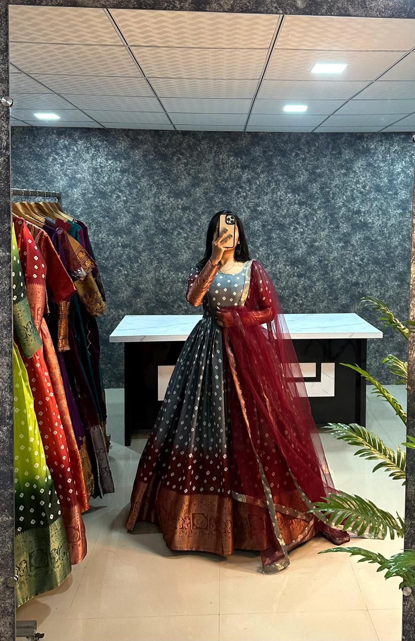 Kapoor Silk Jecard Gown Kurti
